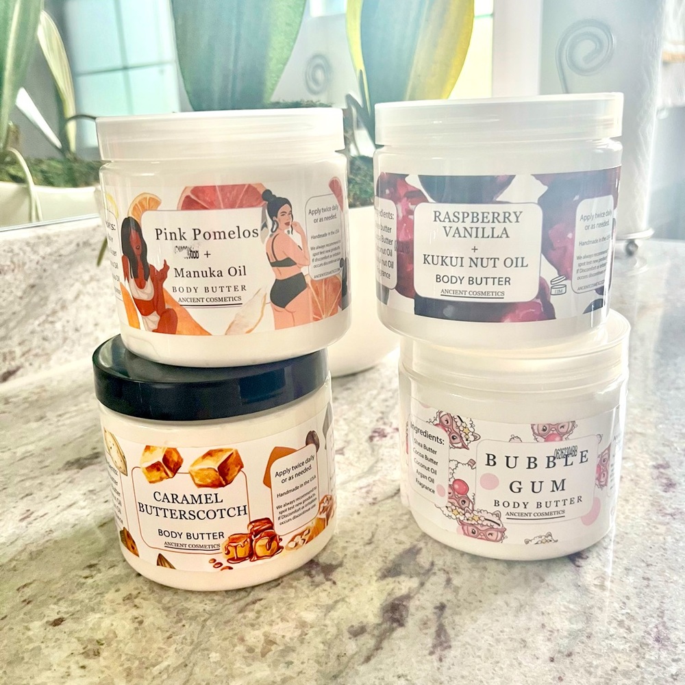 Brand new, unopened body butter from Ancient Cosmetics. Huge 8 oz jars!!
